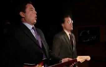 Illustration for article titled Colbert Jams with Congressman on Rock Band