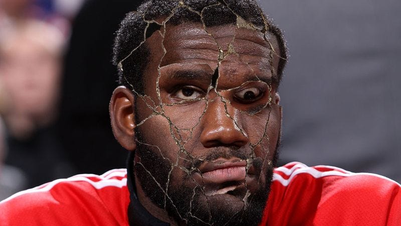 Illustration for article titled Careless Blazers Goofing Around With Basketball Shatter Greg Oden Into Thousand Pieces