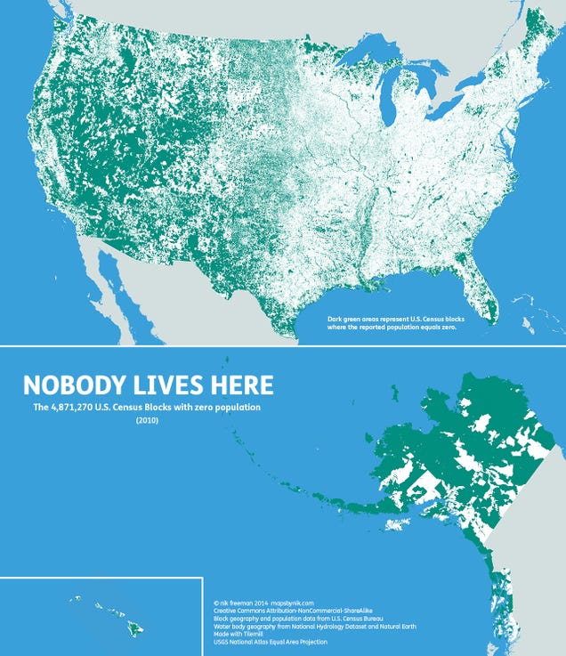 Here's a Map of the 47 Percent of America Where No One Lives