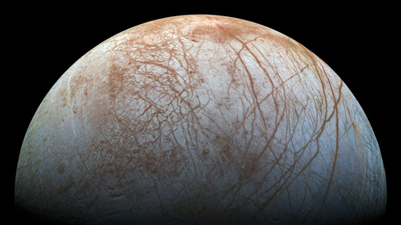 Jupiter’s moon Europa, in all its salty glory. 