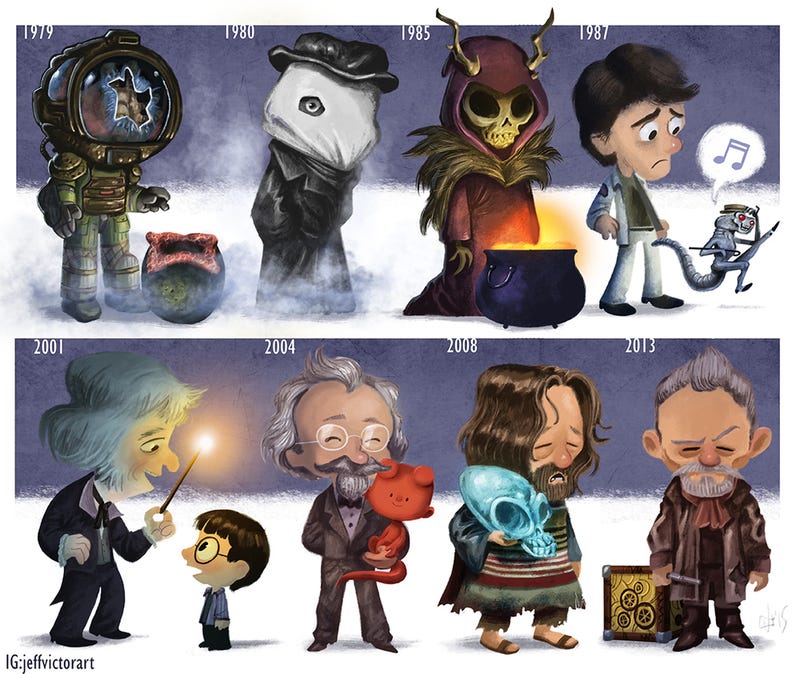 Illustration for article titled Adorable Drawing Charts John Hurt's Career From Alien to Doctor Who