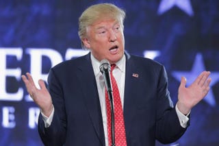 Republican presidential candidate Donald Trump delivers the convocation at the Vines Center on the campus of Liberty University Jan. 18, 2016, in Lynchburg, Va. Chip Somodevilla/Getty Images