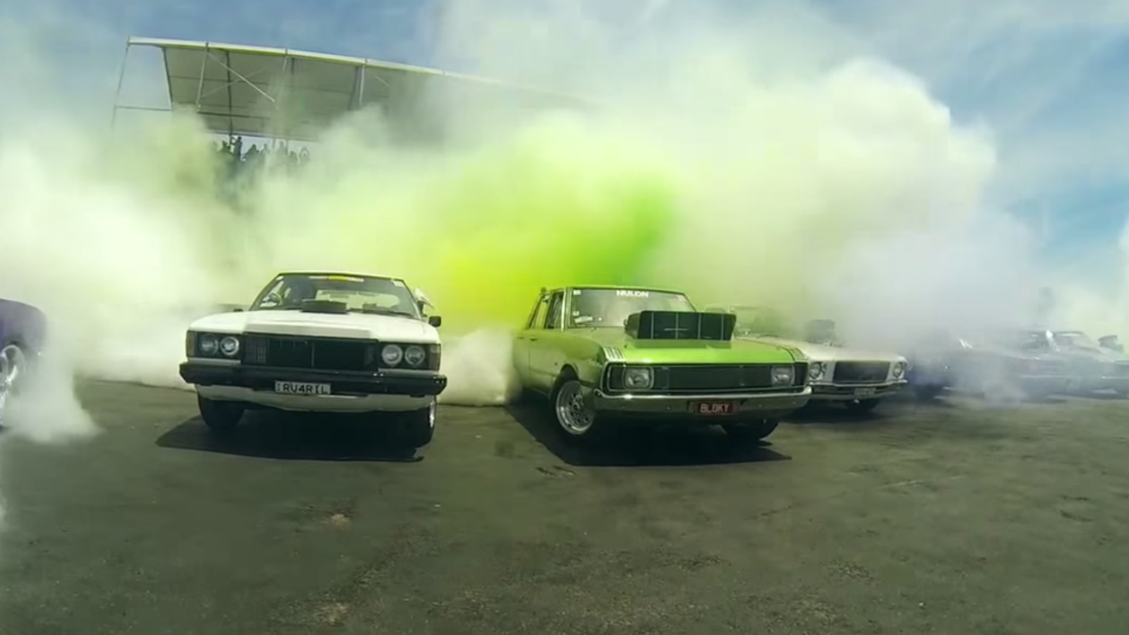 rc cars doing burnouts