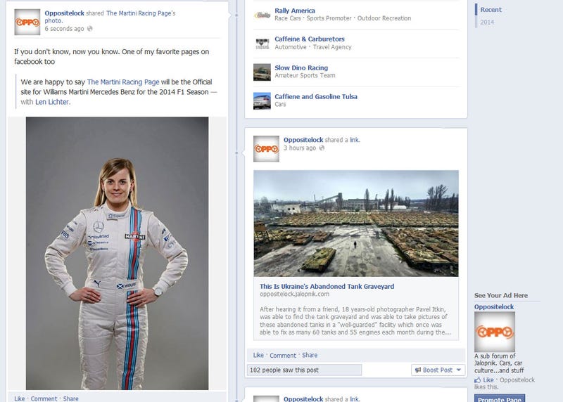 Illustration for article titled Good deal for the Martini Racing facebook page