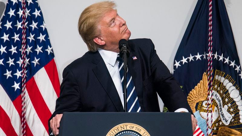 He's waiting for confirmation from his imaginary friend (Photo: Pool/Getty Images)