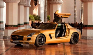 Mercedes Brings Gold Sls Amg To Dubai Wants Oil Money
