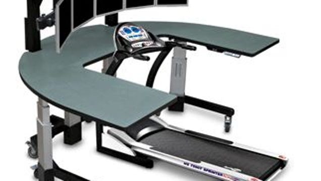 Treadmill Desk With Five Monitors Overstimulates As You Exercise