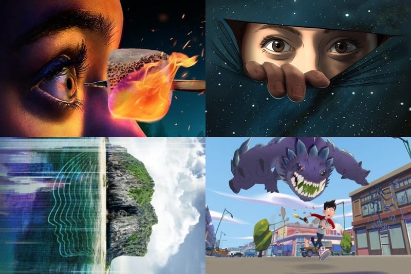 Clockwise from top left: American Horror Story: 1984, Undone, Last Kids On Earth & The I-Land.