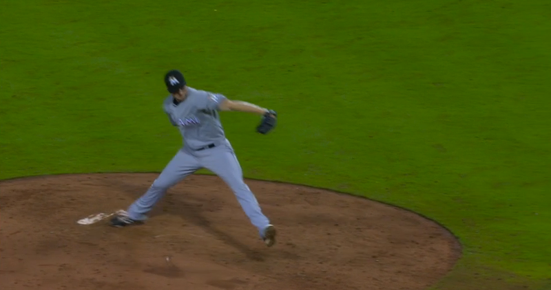 Illustration for article titled Marlins Reliever Carter Capps's Delivery Is Weird As Hell