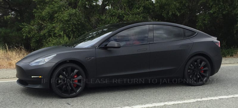 Illustration for article titled This Tesla Model 3 Prototype Spied On The Road Looks Spectacularly Good