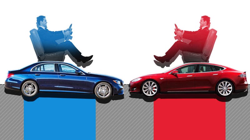 Illustration for article titled The War For Autonomous Driving: 2017 Mercedes-Benz E-Class VS. 2017 Tesla Model S
