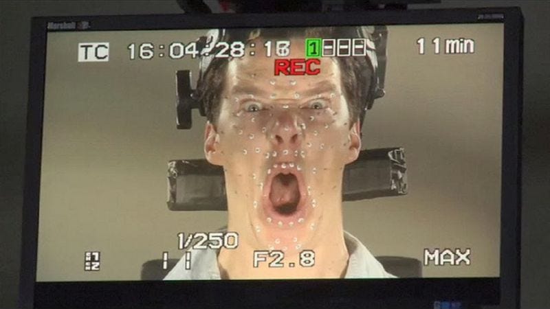 Illustration for article titled Benedict Cumberbatch looked totally insane doing motion-capture work for The Hobbit Â