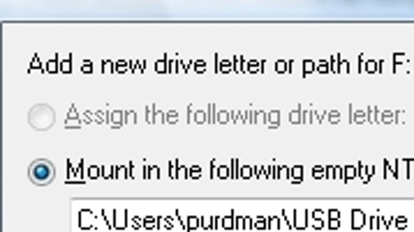fix usb drive letter assignment