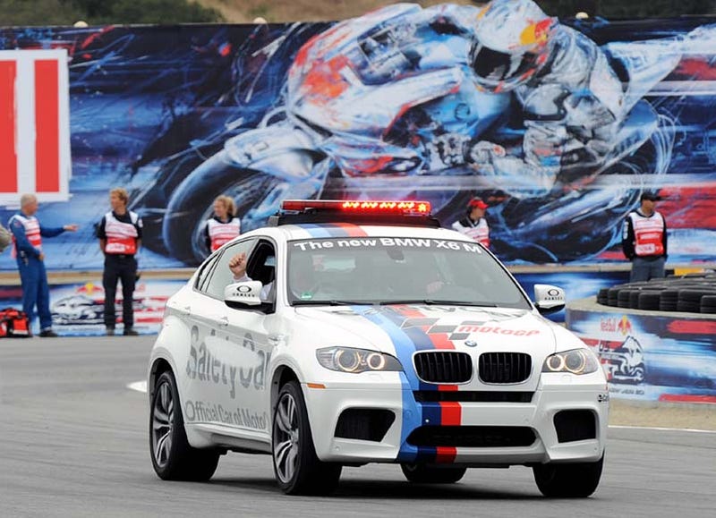 Illustration for article titled BMW X6 M Paces Laguna Seca MotoGP Race