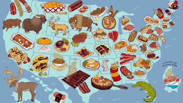 map: the united states of america, by meat