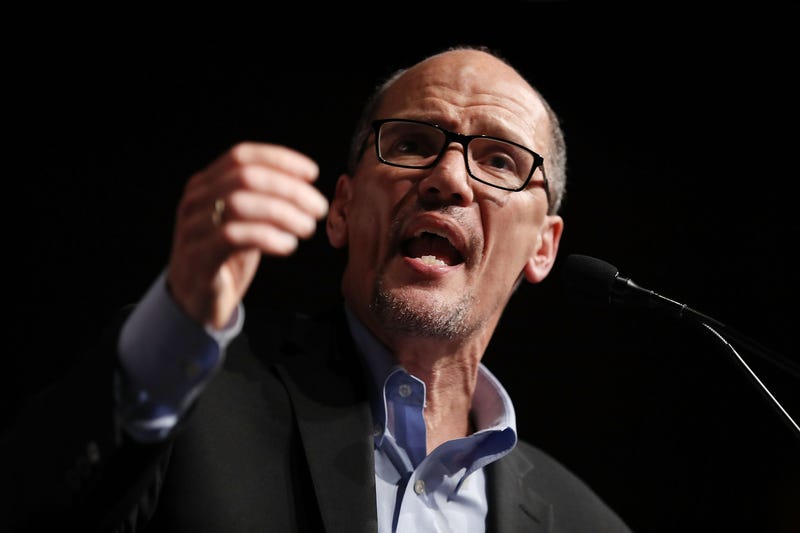 DNC Chair Tom Perez speaks during a ‘Come Together and Fight Back’ tour at the James L Knight Center on April 19, 2017 in Miami, Fla.