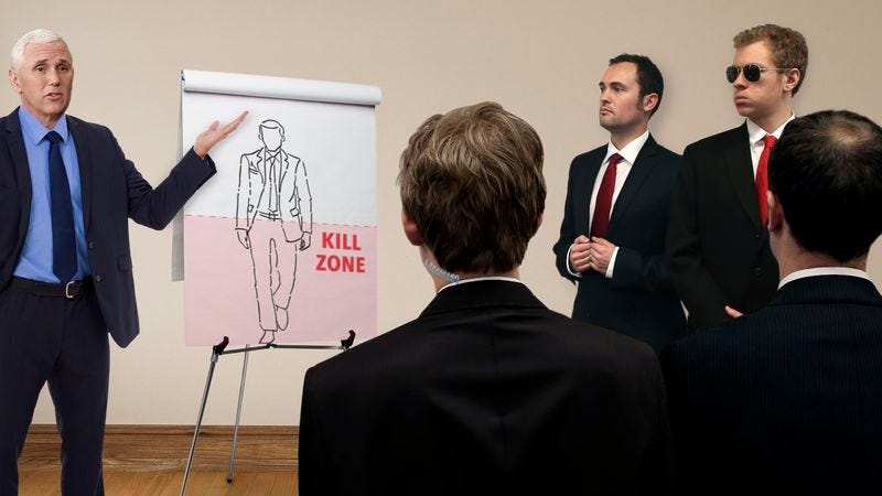 Illustration for article titled Staying Pure: Mike Pence Just Instructed His Secret Service Detail To Riddle Him With Bullets If His Hands Ever Go Below His Waist
