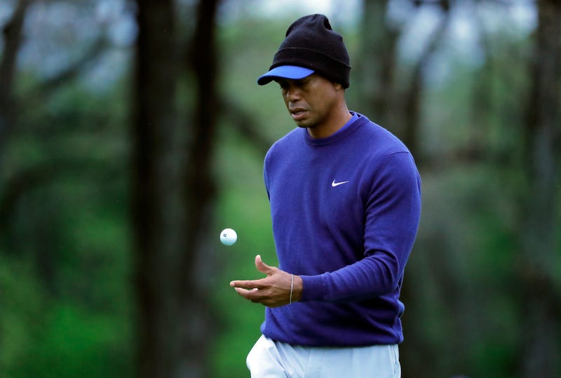 Tiger Woods before a training session on a golf course in Farmingdale, NY, on May 13, 2019