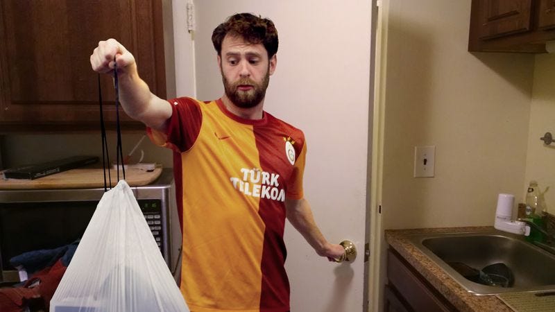 Illustration for article titled Man Races Against Time To Take Out Trash Bag With Widening Puncture