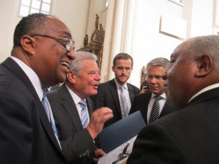 Charles Steele Jr. (far left), standing among leaders, including German President Joachim Gauck and SCLC Chairman Bernard LaFayette, Sept. 14, 2014.Keisha Ray/SCLC