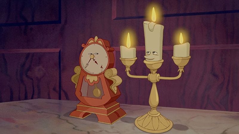 lumiere and cogsworth figures