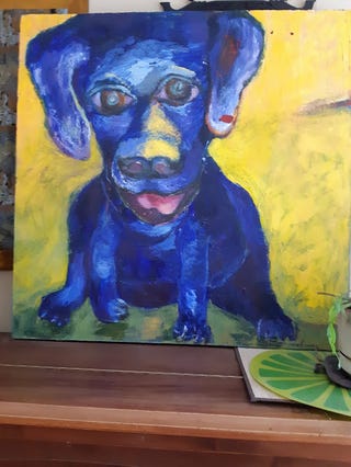 Illustration for article titled Doggo. oil on canvas, by Doorhandle's mother in law.