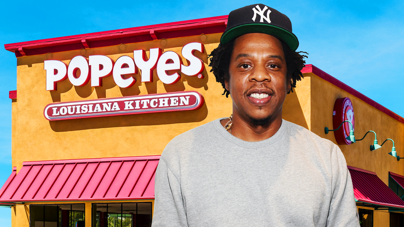 Illustration for an article entitled Why should Jay-Z forget the NFL and buy a Popeyes franchise?