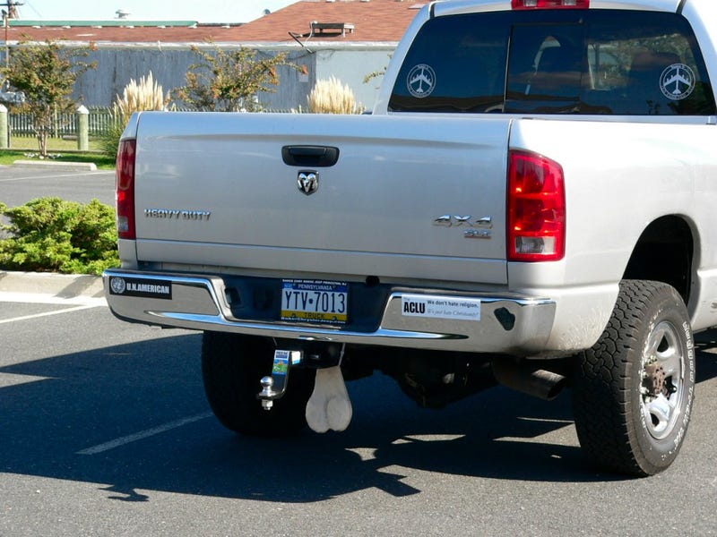 Illustration for article titled Hanging testicles from your truck is very juvenile.
