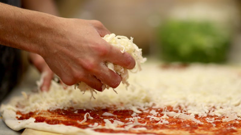 Not the actual record pizza, but a pretty wonderful cheese shot nonetheless.