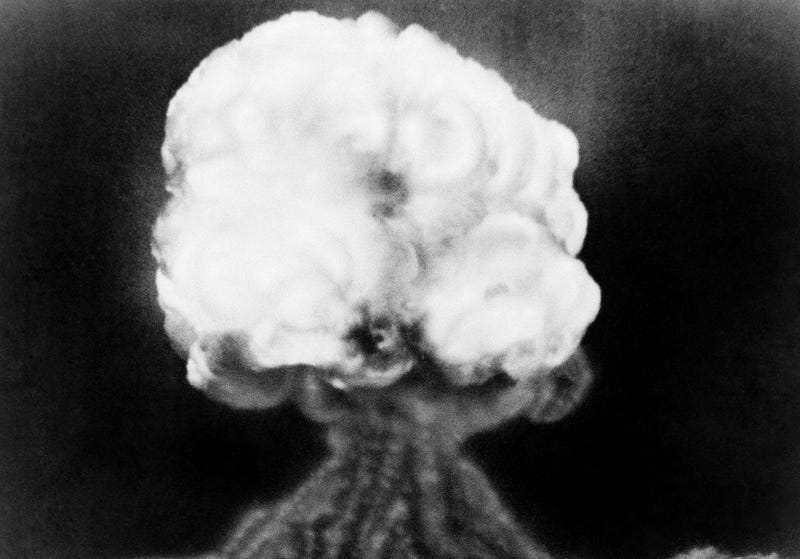 The mushroom cloud at the Trinity Test Site in New Mexico on July 16, 1945 (Image: AP)
