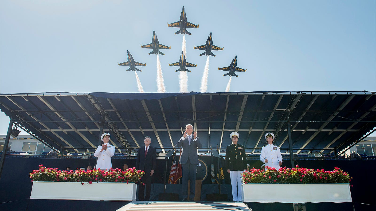 The Blue Angels Roar Over Graduation At The U.S. Naval Academy