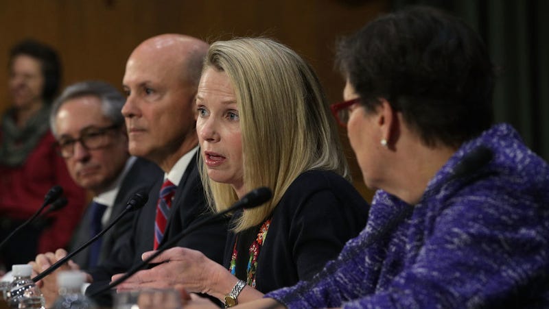Interim CEO of Equifax Paulino Barros, former CEO of Equifax Richard Smith, and former CEO of Yahoo Marissa Mayer testify during a hearing before Senate Commerce, Science and Transportation Committee.