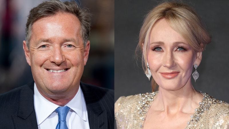 Piers Morgan (Photo: Dipasupil/Getty Images) and J.K. Rowling (Photo: Mike Marsland/Getty Images)