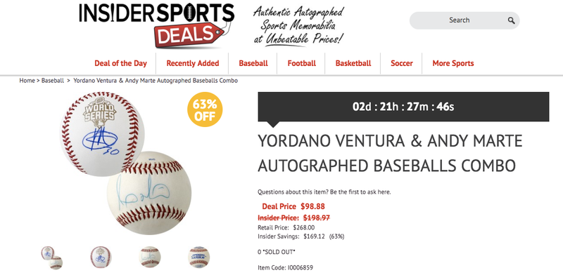 Illustration for article titled Yordano Ventura/Andy Marte Autographed Combo Pack Is A Morbid Deal Of The Day