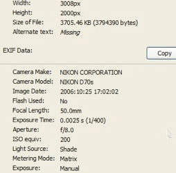 video exif data viewer