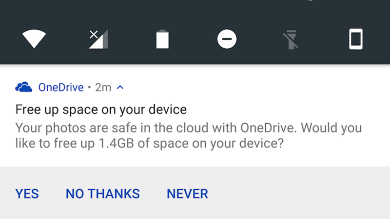 onedrive free up space