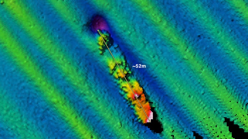 NOAA/Fugro multibeam sonar image of the USS Conestoga.