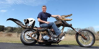 Illustration for article titled Got A Hundred Bucks? Wanna Win A Bike Made From An Alligator?