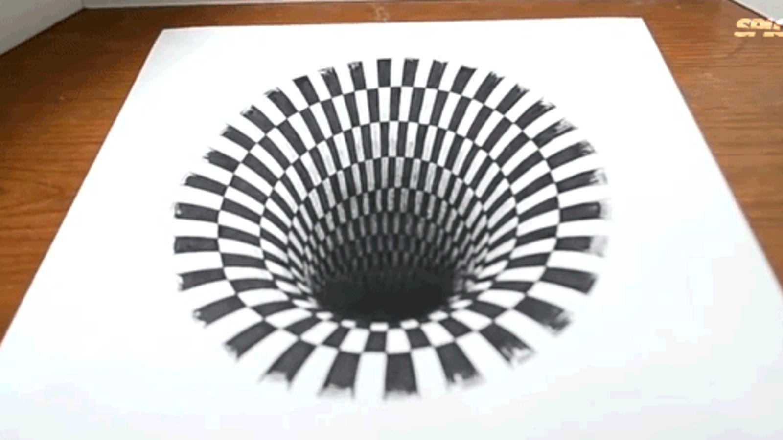 Иллюзия дыры на листе бумаги