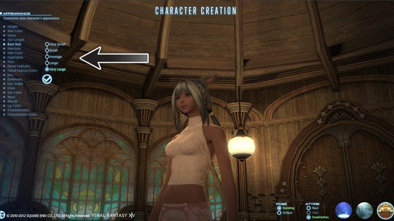 Illustration for article titled Final Fantasy XIV Has Bust Size, But I Don't See Jock Size