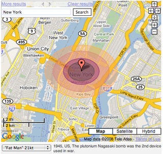 Google Maps Hack Allows You to Nuke Any City In One Click