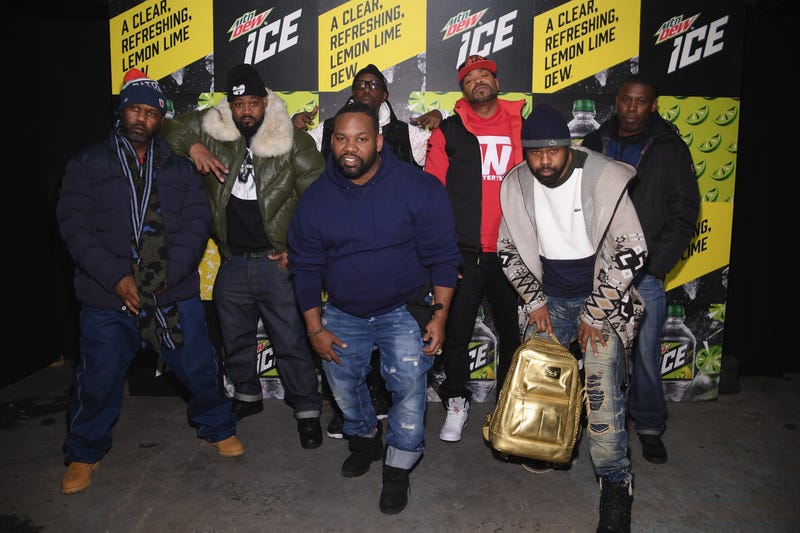 Masta Killa, Ghostface Killah, RZA, Method Man, GZA, (front) Raekwon and Cappadonna of Wu Tang Clan attends the Mtn Dew ICE launch event on January 18, 2018, in Brooklyn, New York.