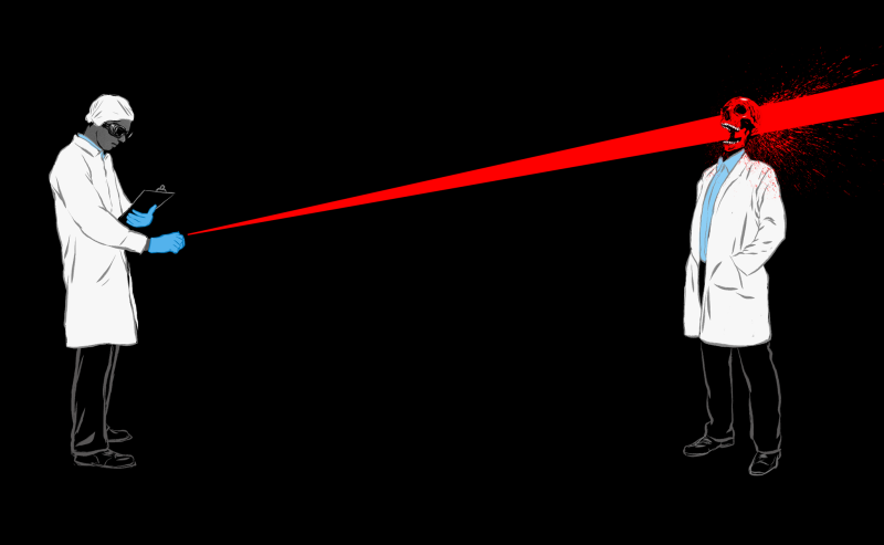 Illustration for article titled ¿Cuántos punteros láser juntos hacen falta para matar a un ser humano?