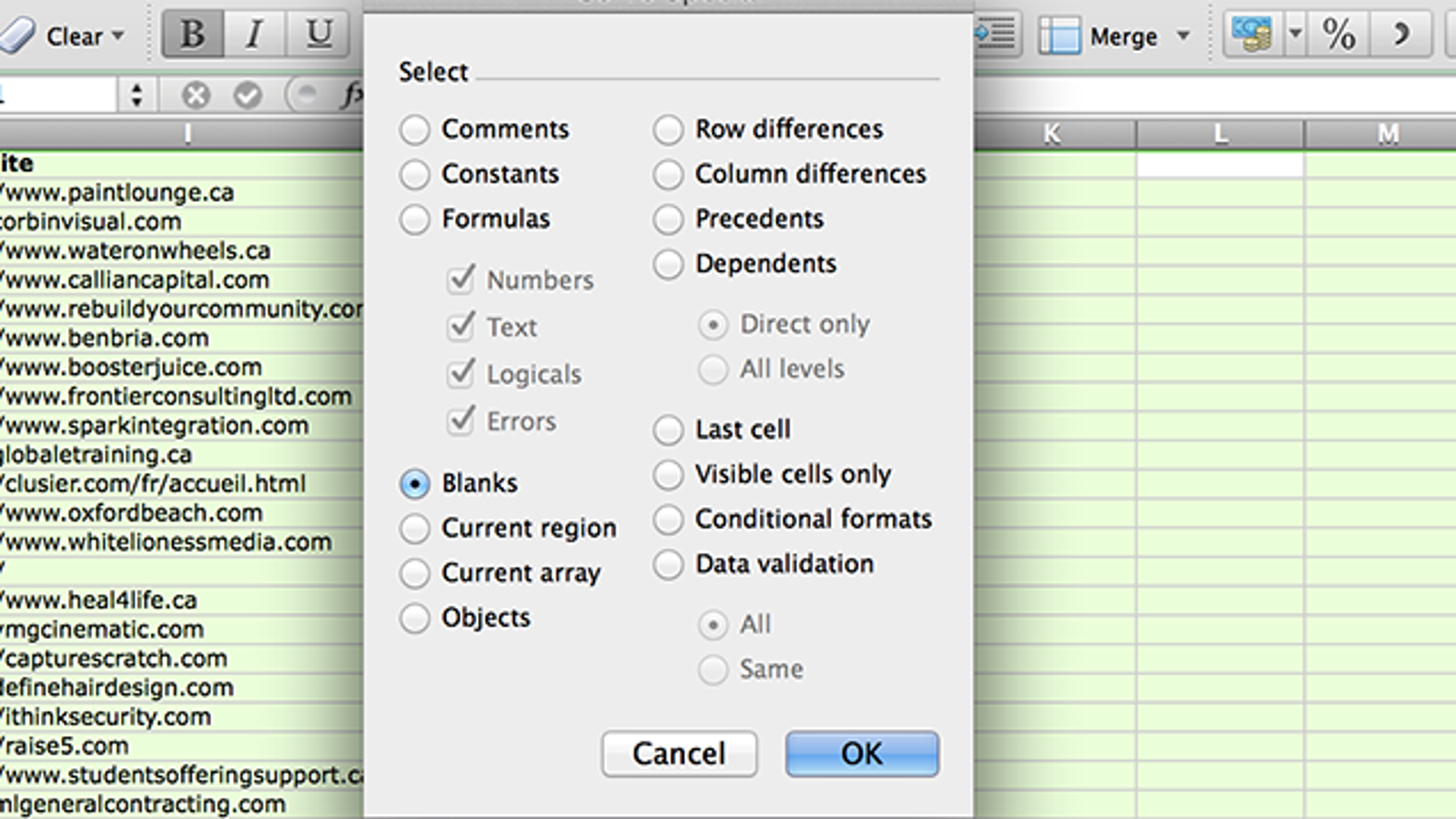 Excel for mac find and replace