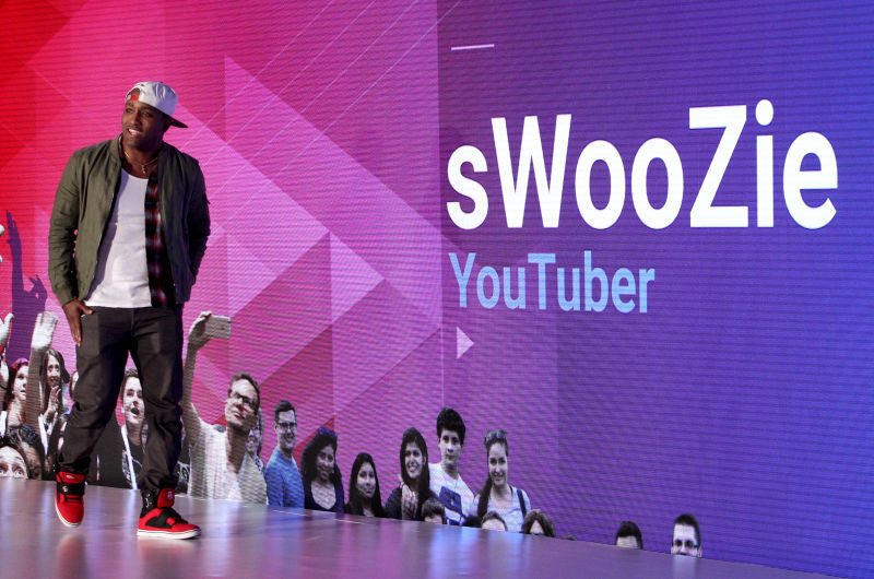 YouTuber sWooZie speaks onstage at the YouTube Lounge during VidCon in Anaheim, Calif., in June 2016.FilmMagic/FilmMagic for YouTube