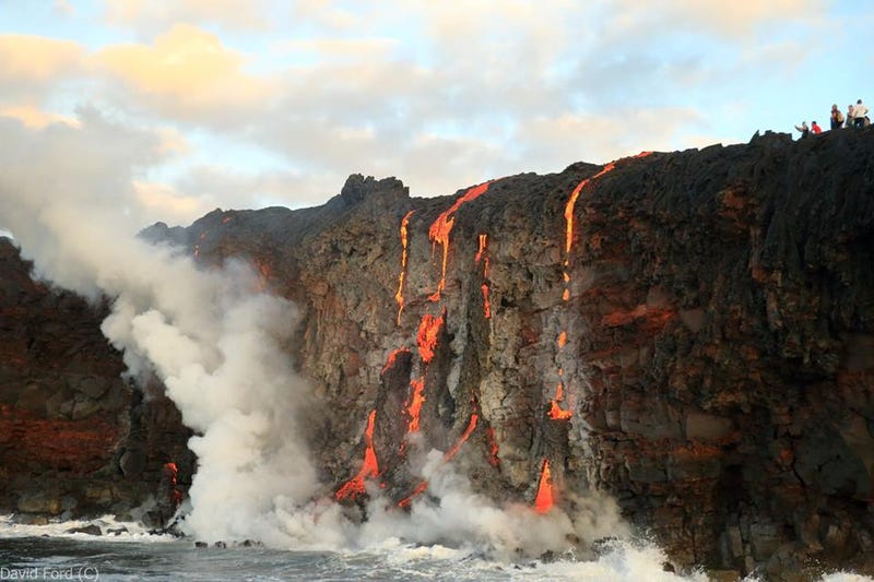 photo of Lava Spilling Over a Cliff Looks Like Hot Candy image