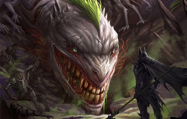 The Joker Is All Smiles As A Nightmarish Dragon Facing The Dark Knight