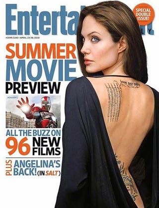 Illustration for article titled Angelina On Playing Man's Role; Charlie "Pulls A Britney," Shaves Head