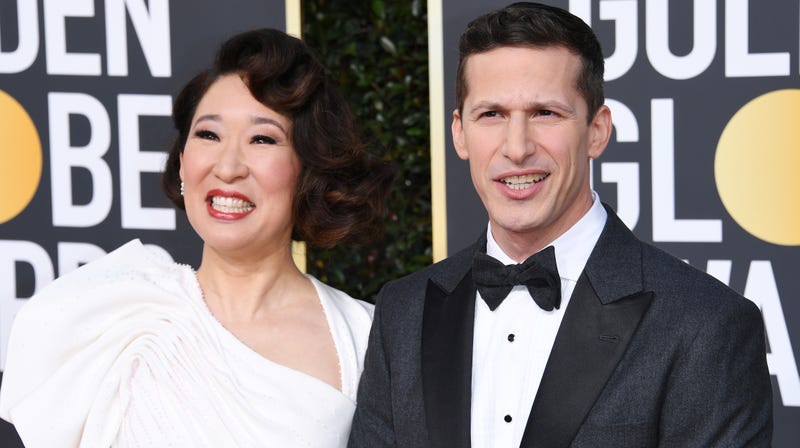 Hosts Sandra Oh and Andy Samberg, clearly thrilled to host tonight’s festivities