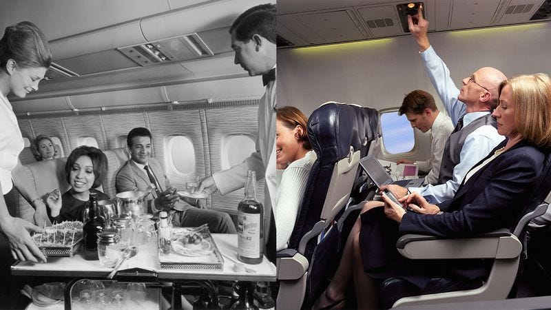 Illustration for article titled Flying Now vs. Flying In The ’60s